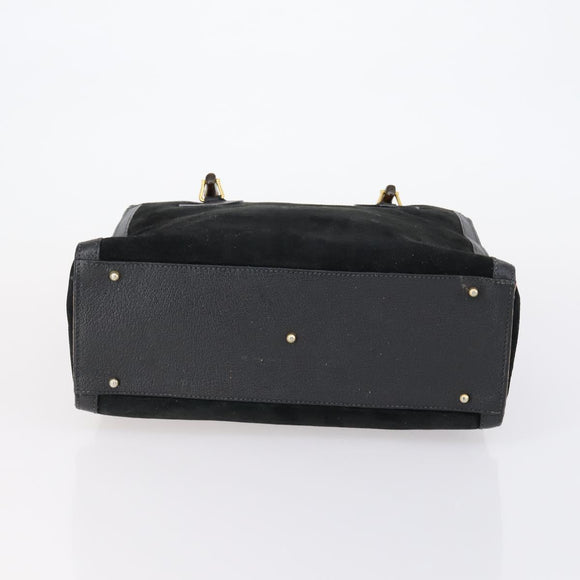 GUCCI Bamboo Hand Bag Suede Leather Black Gold 002 2853 0260 0 Auth ep11688