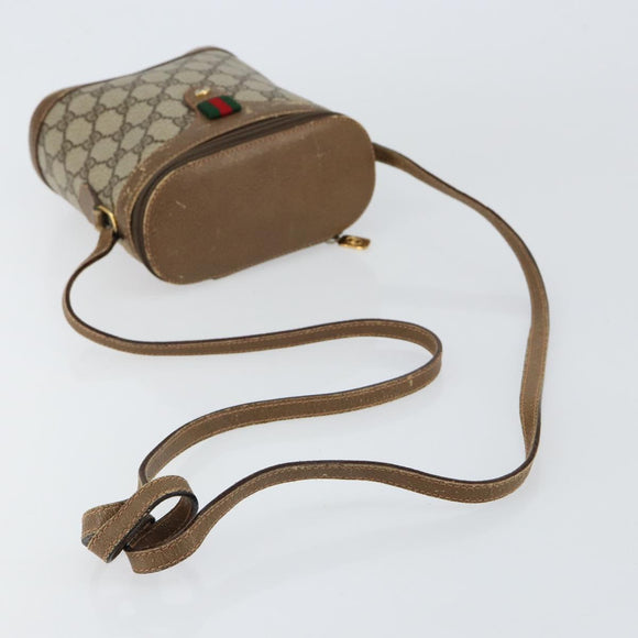 GUCCI GG Supreme Web Sherry Line Bag PVC Beige Gold 904 02 070 Auth ep11689