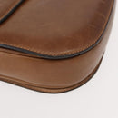 GUCCI Shoulder Bag Leather Brown gold Auth ep11690-10