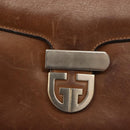 GUCCI Shoulder Bag Leather Brown gold Auth ep11690-14