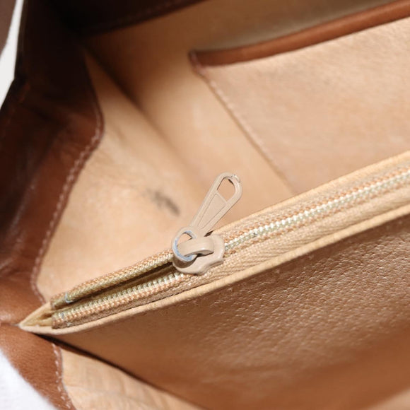 GUCCI Shoulder Bag Leather Brown gold Auth ep11690