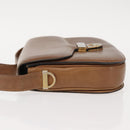 GUCCI Shoulder Bag Leather Brown gold Auth ep11690-5