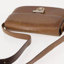 GUCCI Shoulder Bag Leather Brown gold Auth ep11690-6