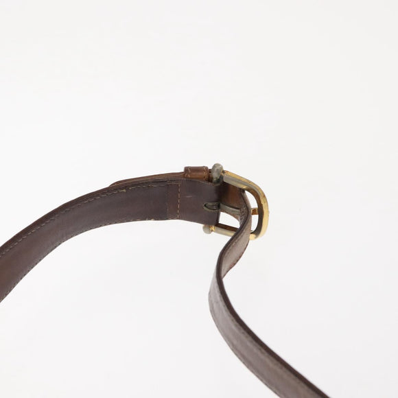 GUCCI Shoulder Bag Leather Brown gold Auth ep11690