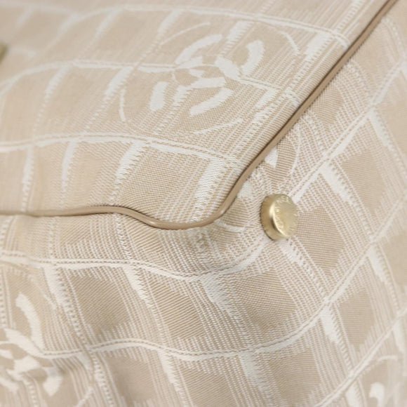 CHANEL New Travel Line Tote Bag Nylon Beige Gold CC Auth ep11691