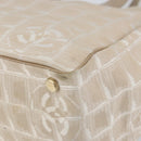 CHANEL New Travel Line Tote Bag Nylon Beige Gold CC Auth ep11691-15