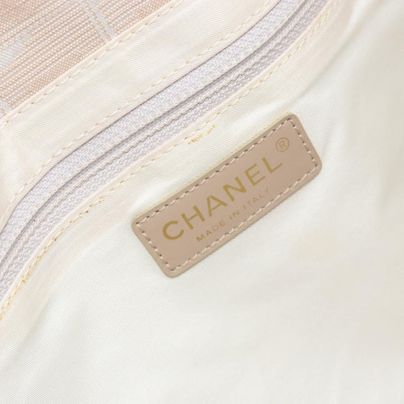 CHANEL New Travel Line Tote Bag Nylon Beige Gold CC Auth ep11691