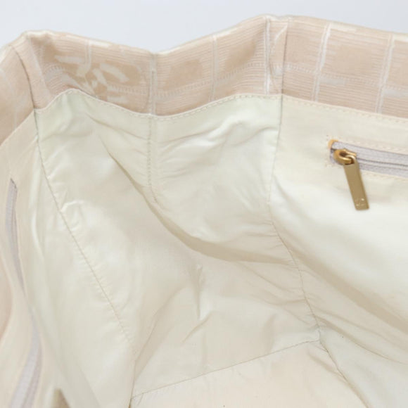 CHANEL New Travel Line Tote Bag Nylon Beige Gold CC Auth ep11691