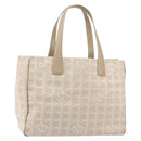 CHANEL New Travel Line Tote Bag Nylon Beige Gold CC Auth ep11691-1
