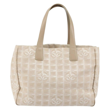 CHANEL New Travel Line Tote Bag Nylon Beige Gold CC Auth ep11691 - 0