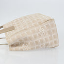 CHANEL New Travel Line Tote Bag Nylon Beige Gold CC Auth ep11691-4