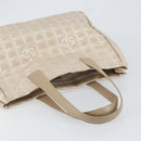 CHANEL New Travel Line Tote Bag Nylon Beige Gold CC Auth ep11691-6