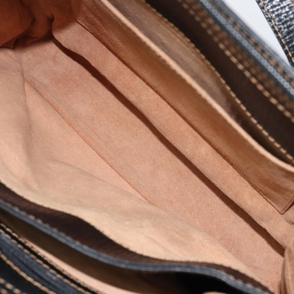 LOEWE Tote Bag Leather Black Gold Auth ep11694
