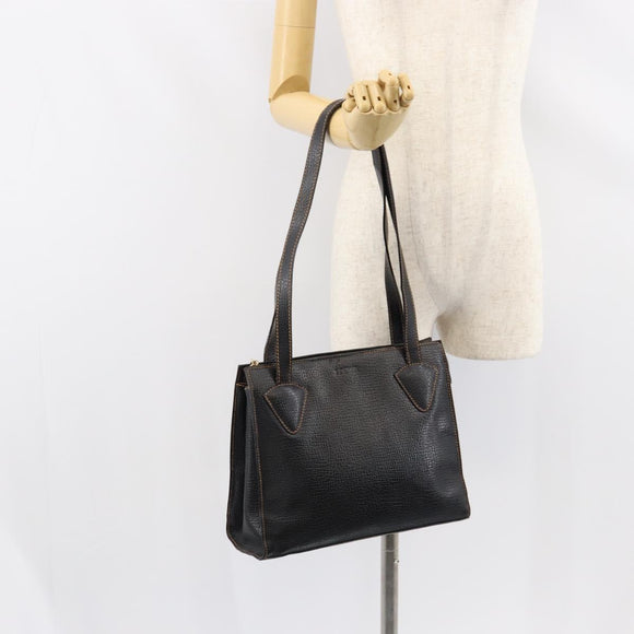 LOEWE Tote Bag Leather Black Gold Auth ep11694