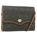 Christian Dior Honeycomb Canvas Shoulder Bag PVC Khaki Gold Auth ep11695-1