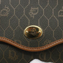 Christian Dior Honeycomb Canvas Shoulder Bag PVC Khaki Gold Auth ep11695-14