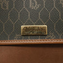 Christian Dior Honeycomb Canvas Shoulder Bag PVC Khaki Gold Auth ep11695-15