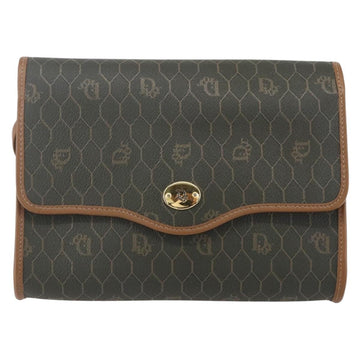 Christian Dior Honeycomb Canvas Shoulder Bag PVC Khaki Gold Auth ep11695 - 0