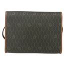 Christian Dior Honeycomb Canvas Shoulder Bag PVC Khaki Gold Auth ep11695-3