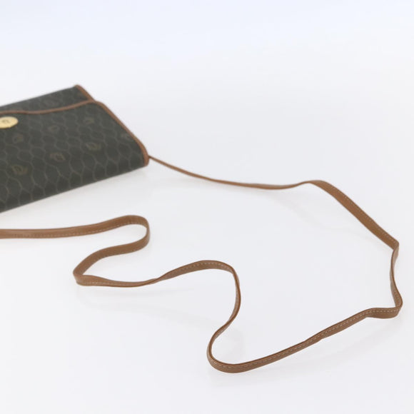 Christian Dior Honeycomb Canvas Shoulder Bag PVC Khaki Gold Auth ep11695