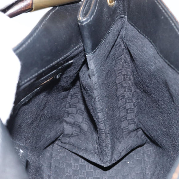 GUCCI Shoulder Bag Leather Black Gold 110177 Auth ep11697