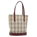 BURBERRY Nova Check Tote Bag Canvas Leather Beige Gold Auth ep11704-1