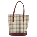 BURBERRY Nova Check Tote Bag Canvas Leather Beige Gold Auth ep11704-2