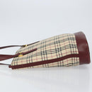 BURBERRY Nova Check Tote Bag Canvas Leather Beige Gold Auth ep11704-4