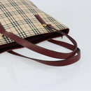 BURBERRY Nova Check Tote Bag Canvas Leather Beige Gold Auth ep11704-7