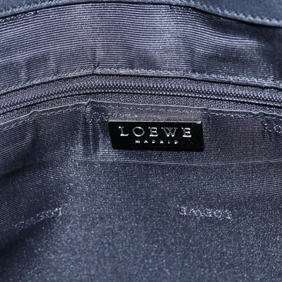 LOEWE Anagram Tote Bag PVC Leather Black Silver Auth ep11707