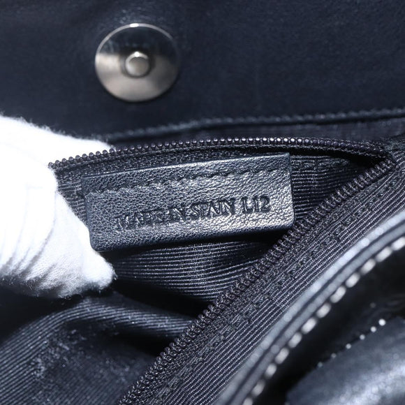 LOEWE Anagram Tote Bag PVC Leather Black Silver Auth ep11707