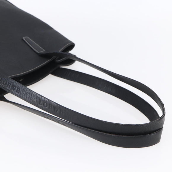 LOEWE Anagram Tote Bag PVC Leather Black Silver Auth ep11707