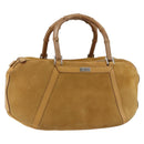 GUCCI Bamboo Hand Bag Suede Brown Silver Auth ep11709-1
