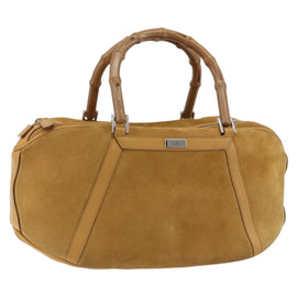 GUCCI Bamboo Hand Bag Suede Brown Silver Auth ep11709