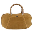 GUCCI Bamboo Hand Bag Suede Brown Silver Auth ep11709-13