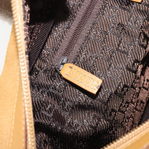GUCCI Bamboo Hand Bag Suede Brown Silver Auth ep11709