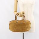 GUCCI Bamboo Hand Bag Suede Brown Silver Auth ep11709-23