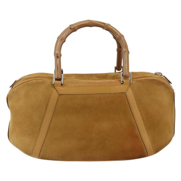 GUCCI Bamboo Hand Bag Suede Brown Silver Auth ep11709 - 0