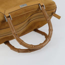 GUCCI Bamboo Hand Bag Suede Brown Silver Auth ep11709-7