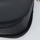 GUCCI Chain Shoulder Bag Leather Navy Gold Auth ep11717-16