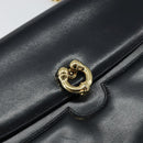 GUCCI Chain Shoulder Bag Leather Navy Gold Auth ep11717-18