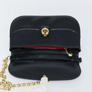 GUCCI Chain Shoulder Bag Leather Navy Gold Auth ep11717-9