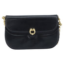 GUCCI Chain Shoulder Bag Leather Navy Gold Auth ep11717-13