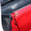 GUCCI Chain Shoulder Bag Leather Navy Gold Auth ep11717-22