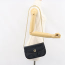 GUCCI Chain Shoulder Bag Leather Navy Gold Auth ep11717-23