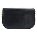 GUCCI Chain Shoulder Bag Leather Navy Gold Auth ep11717-2