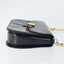 GUCCI Chain Shoulder Bag Leather Navy Gold Auth ep11717-3