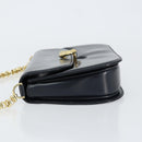 GUCCI Chain Shoulder Bag Leather Navy Gold Auth ep11717-4