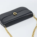 GUCCI Chain Shoulder Bag Leather Navy Gold Auth ep11717-6