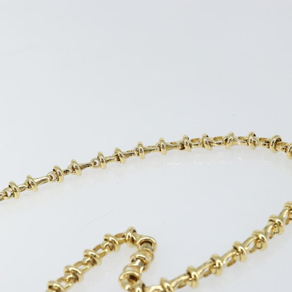 GUCCI Chain Shoulder Bag Leather Navy Gold Auth ep11717